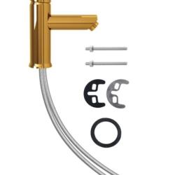 Robinet lavabo zinc laiton dor&eacute; 130x176 mm eau chaude froide durable