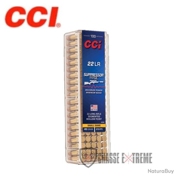 100 Munitions CCI Suppressor Max 45Gr Cal 22 Lr SEG HP