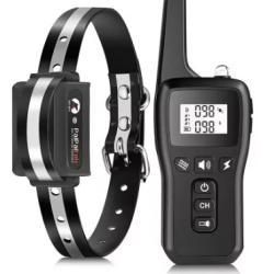 Collier de Dressage Chien de Chasse 1000m Rechargeable &Eacute;tanche Bip, Vibration & Choc Noir ou Orange