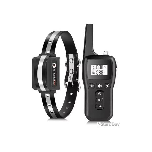 Collier de Dressage Chien de Chasse 1000m Rechargeable �tanche Bip, Vibration & Choc Noir ou Orange