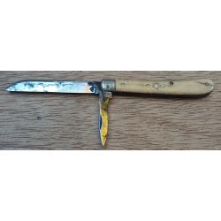 Ancien canif de gilet / de dame XIXe - manche Os & Nacre - ressorts fermes