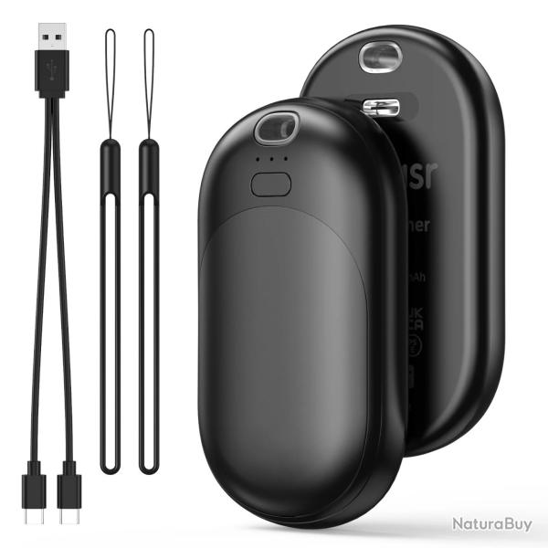 Chauffe-Mains Rechargeables USB Magn�tiques 2-en-1 - 3 Niveaux de Chauffe - Batterie 4000 mAh - Neuf