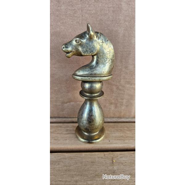 Tire-bouchon vintage en laiton cavalier d'�checs - t�te de cheval avec fourreau
