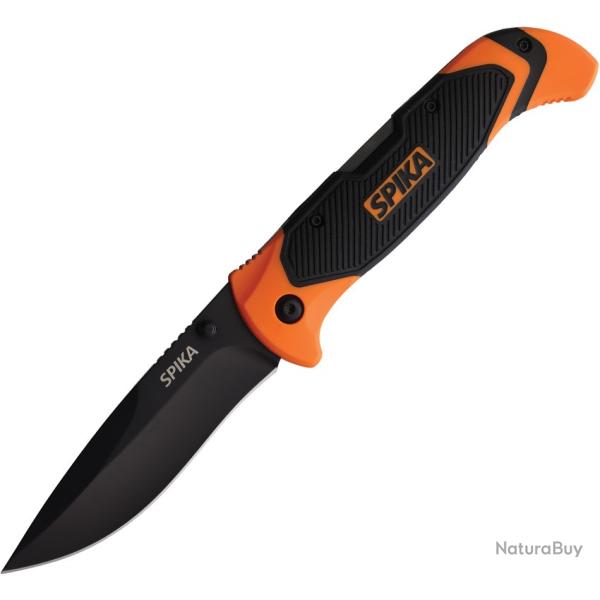 Couteau Spika Challenger Lame Acier AUS-8 Manche Synth�tique Noir/Orange Lockback SPIKSPLK05B