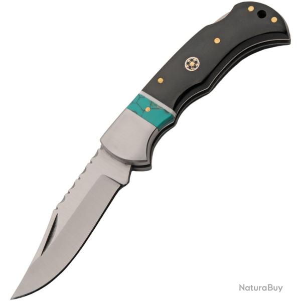 Canif Black Mesa Lame Acier Inoxydable Manche Corne Noire Lockback PA203550