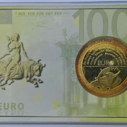 M&eacute;daille numismatique, comm&eacute;moration des billets et devises Europ&eacute;ennes, 100 euros
