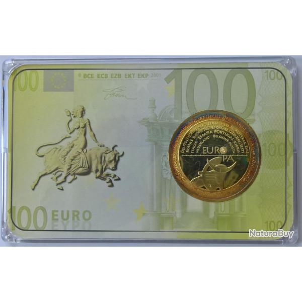 M�daille numismatique, comm�moration des billets et devises Europ�ennes, 100 euros
