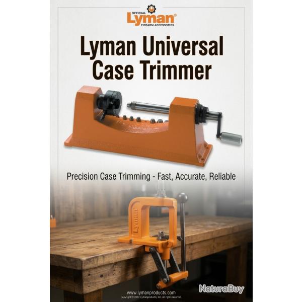 RACCOURCISSEUR DE DOUILLES UNIVERSEL LYMAN avec 9 pilotes (Case Trimmer)